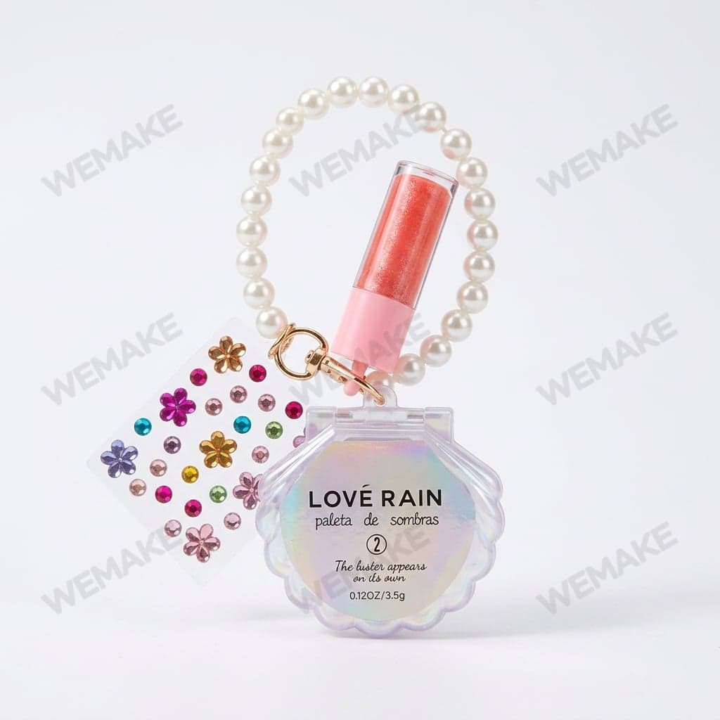 Kit de Maquiagem 2 em 1 com Chaveiro, Paleta de Sombra e Gloss Labial lr-5885