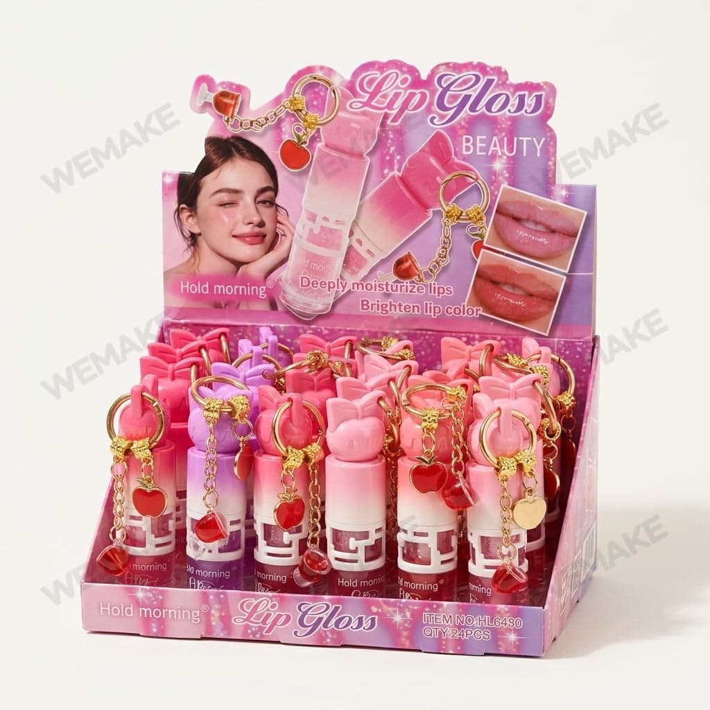 Gloss Labial Hidratante com Chaveiro e Tampa de Gatinho HL6430