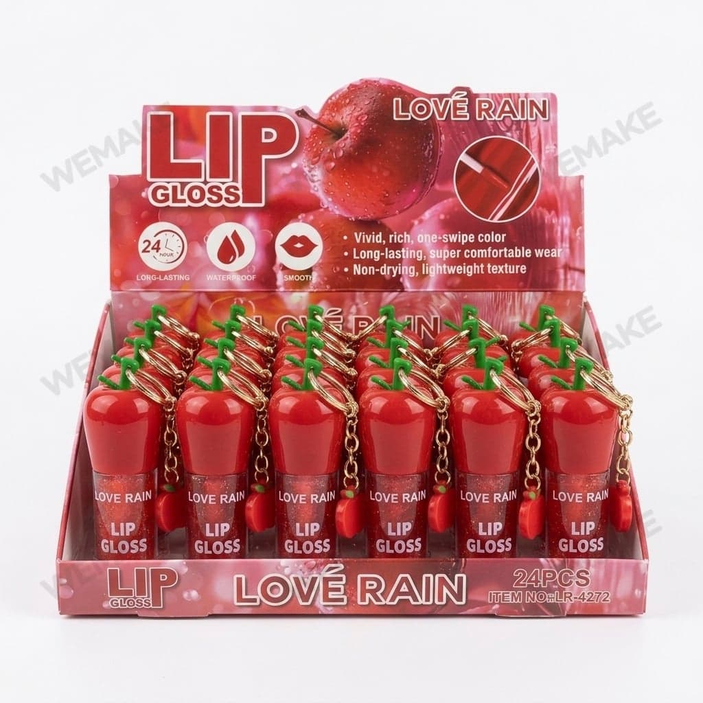 Gloss Labial com Glitter e Chaveiro Formato de Maçã Lr-4272