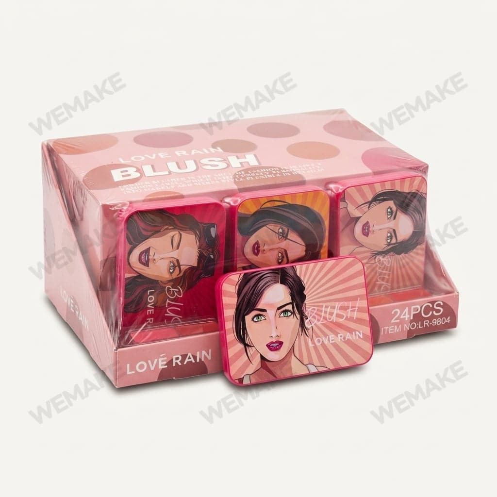 Blush Compacto para Maquiagem em Estojo Metálico Retrô LR-9804