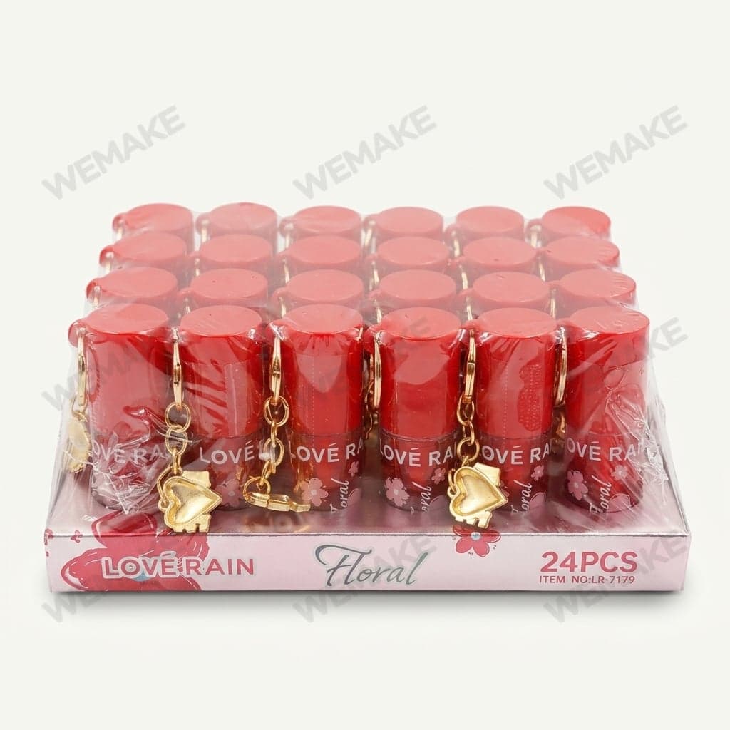 Brilho Labial Floral com Chaveiro Pingente de Coração LR-7179