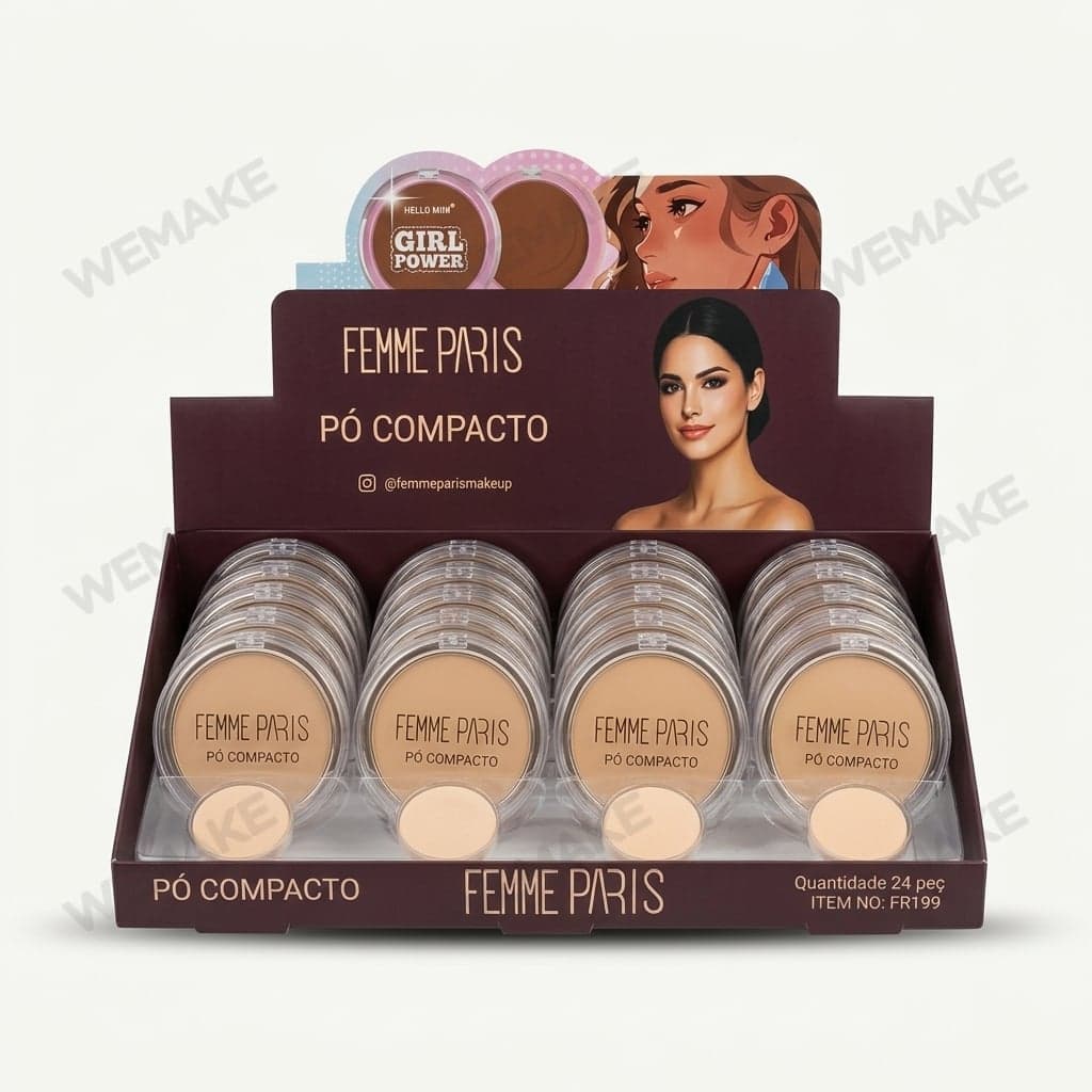 Pó Compacto Facial para Maquiagem com Tampa Transparente fr199