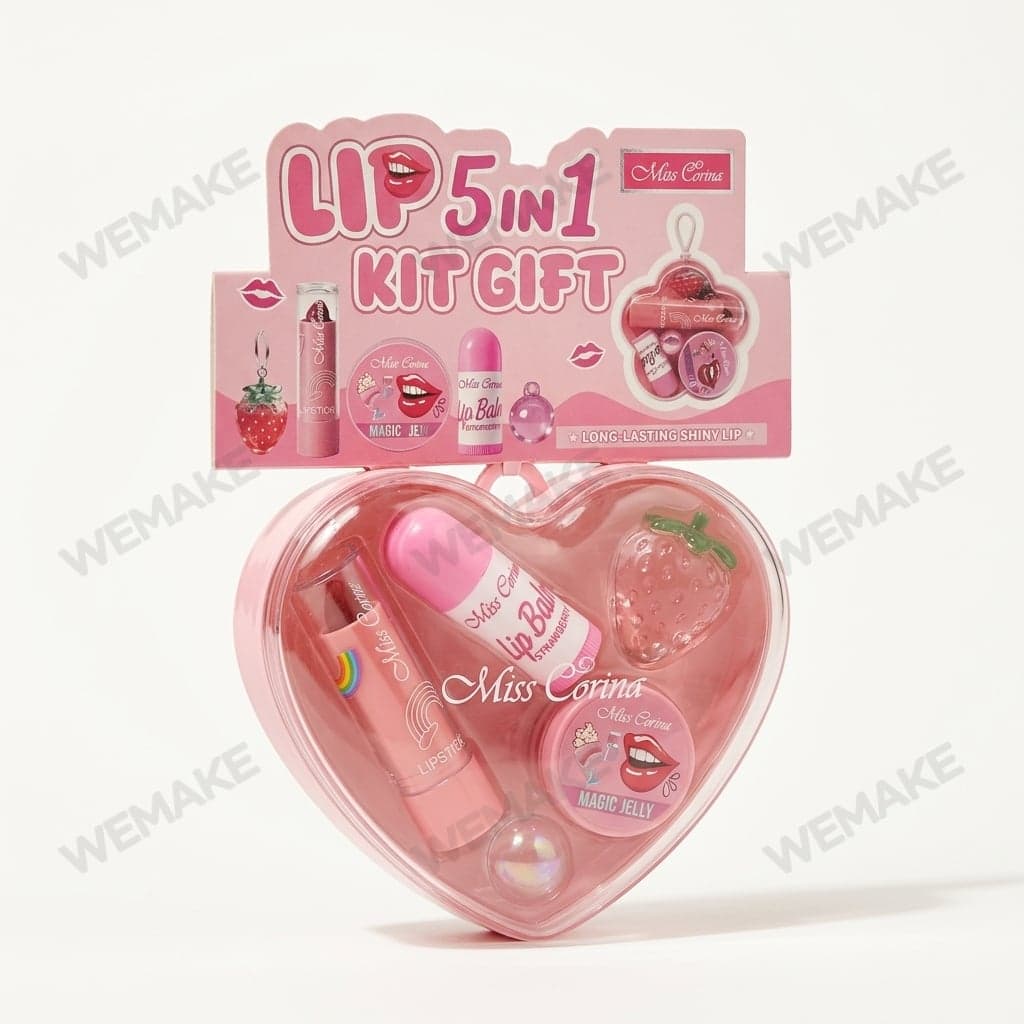 Kit de Maquiagem Labial 5 em 1 com Batom e Lip Balm