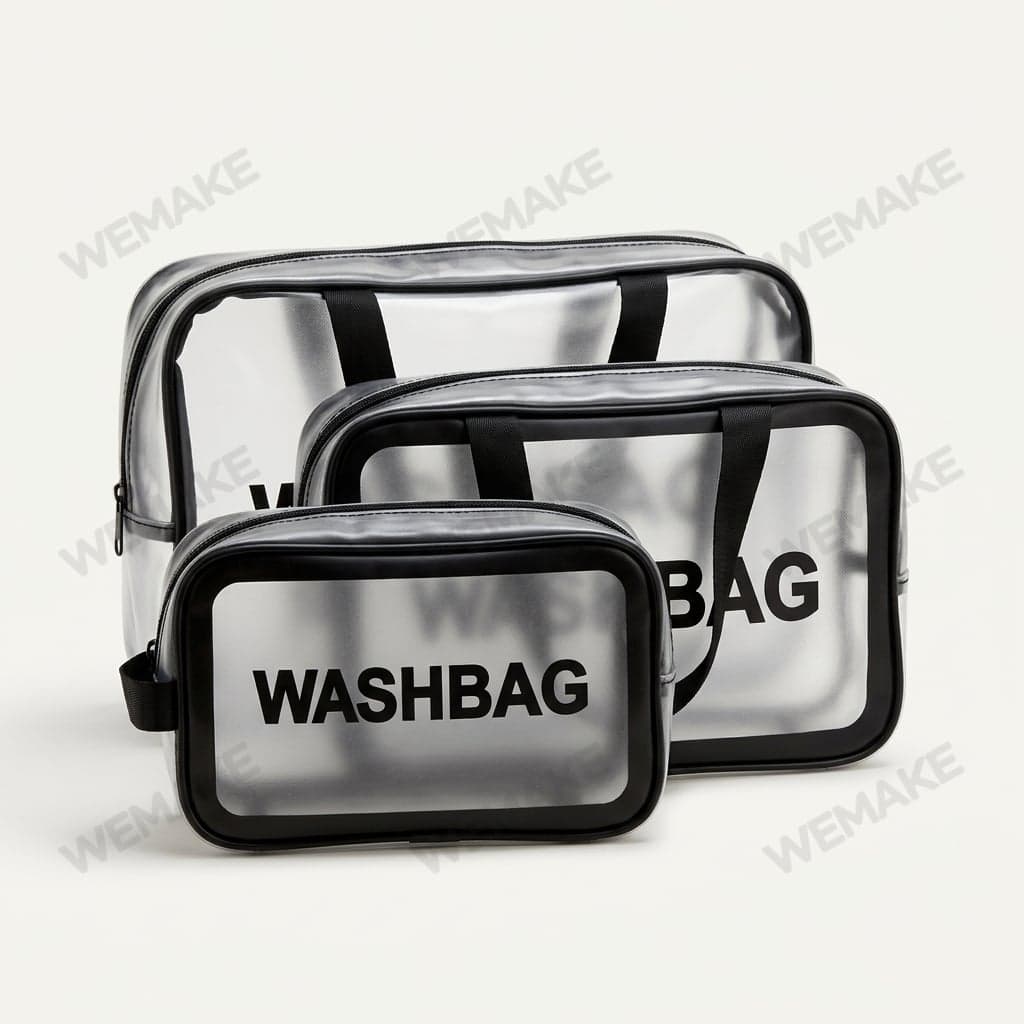 Kit 3 Necessaires Washbag Transparentes Impermeáveis ne3