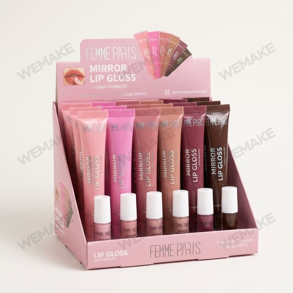 Box de Gloss Labial Efeito Espelhado Longa Duração 24 Unidades fr173
