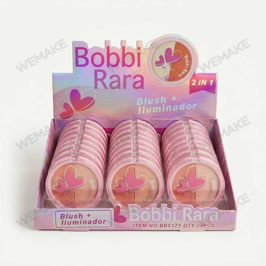 Duo Blush e Iluminador Facial em Pó Compacto 2 em 1 bb5171