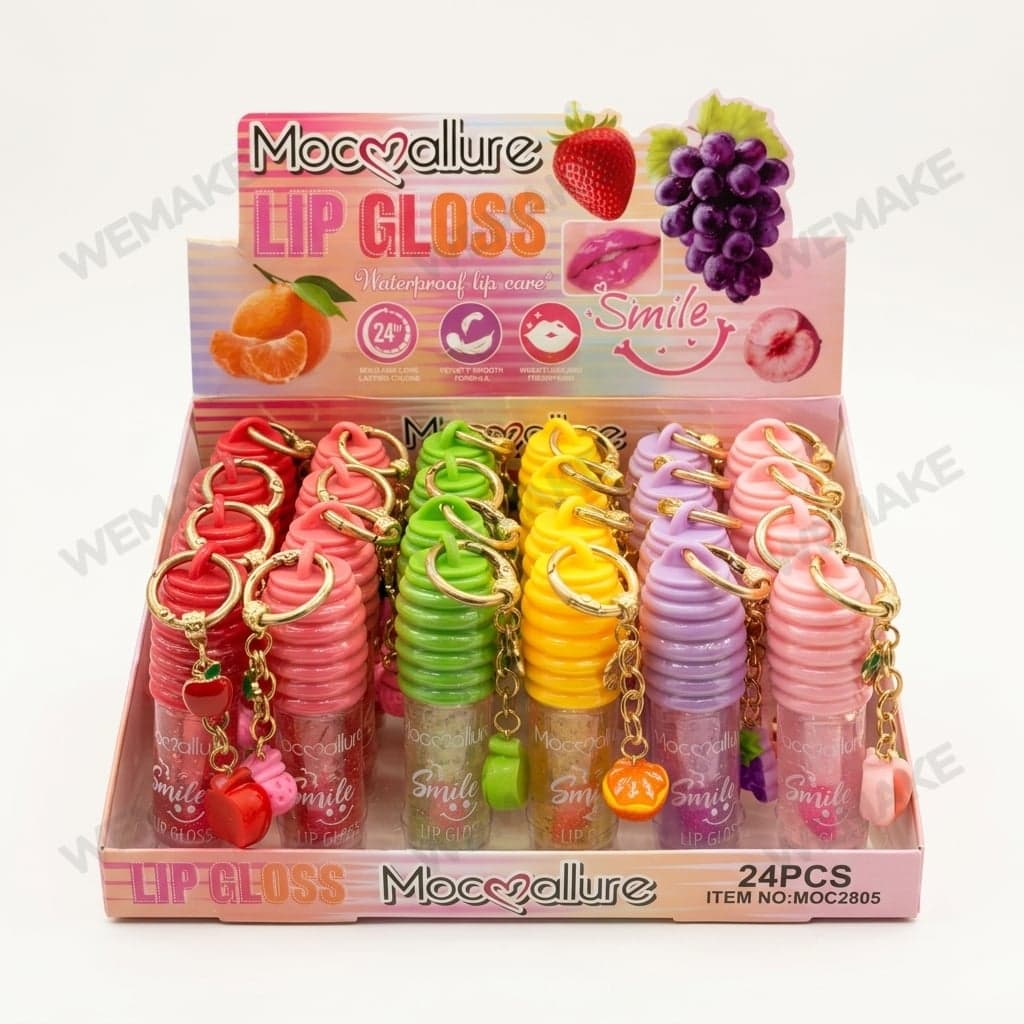 Gloss Labial Hidratante com Chaveiro e Efeito Glitter MOC2805