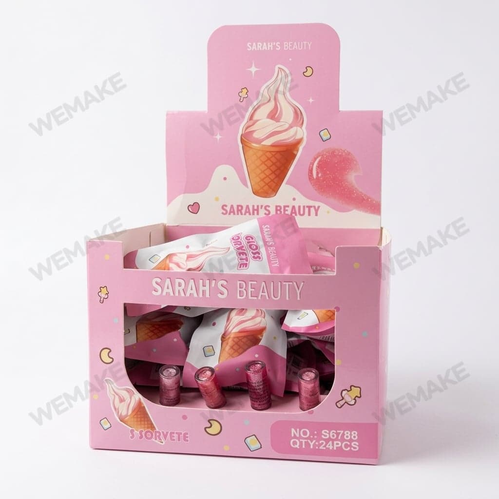 Brilho Gloss Labial Efeito Glitter Formato Sorvete s6788