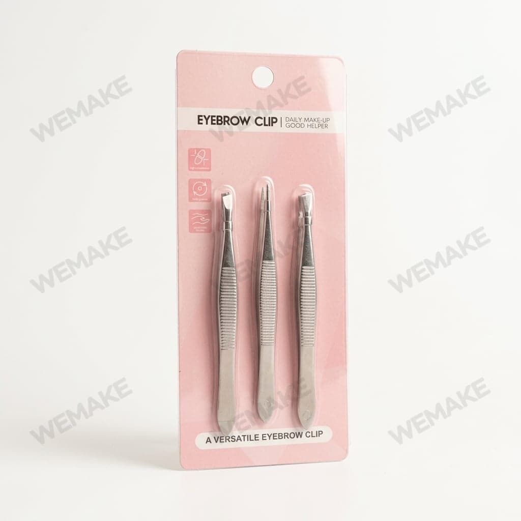 Kit 3 Pinças de Sobrancelha Aço Inox Reta Chanfrada Fina penc-01