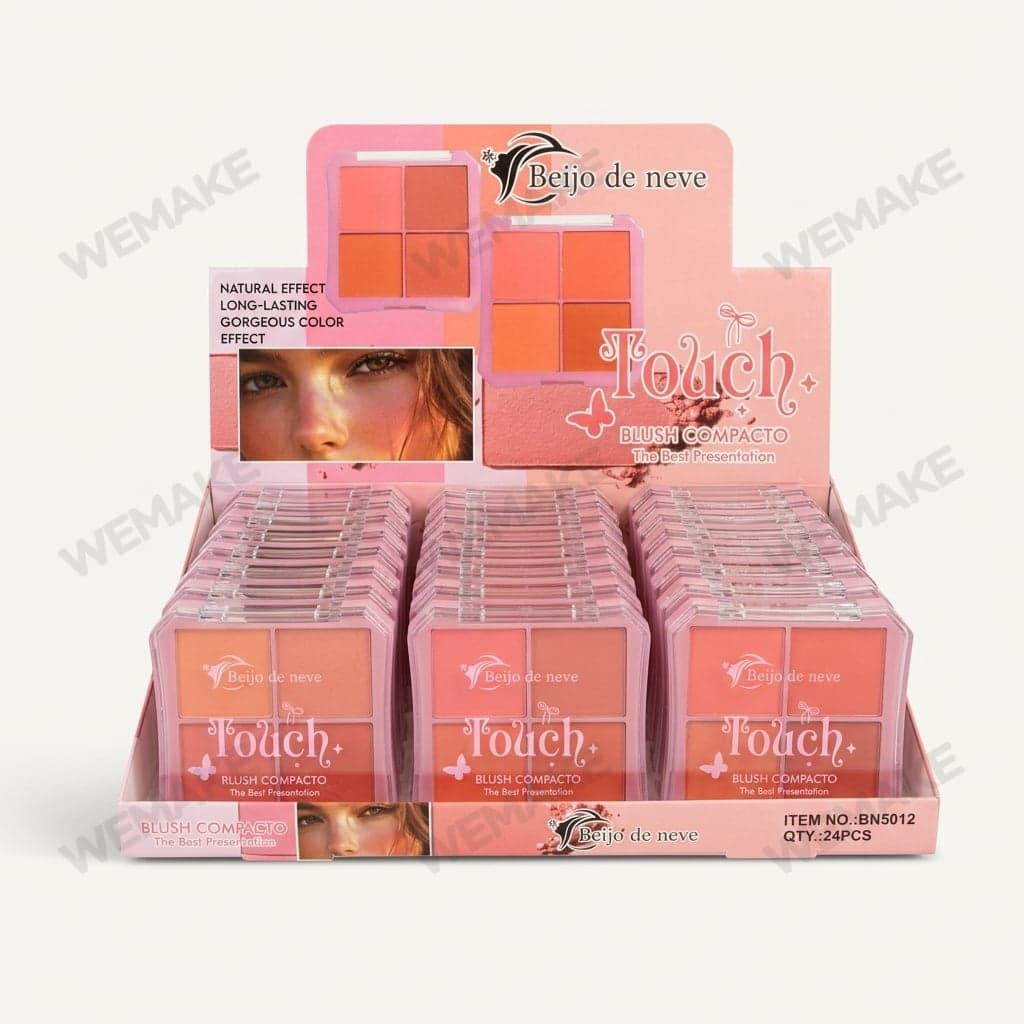 Paleta de Blush Compacto Facial 4 Cores Efeito Natural bn5012