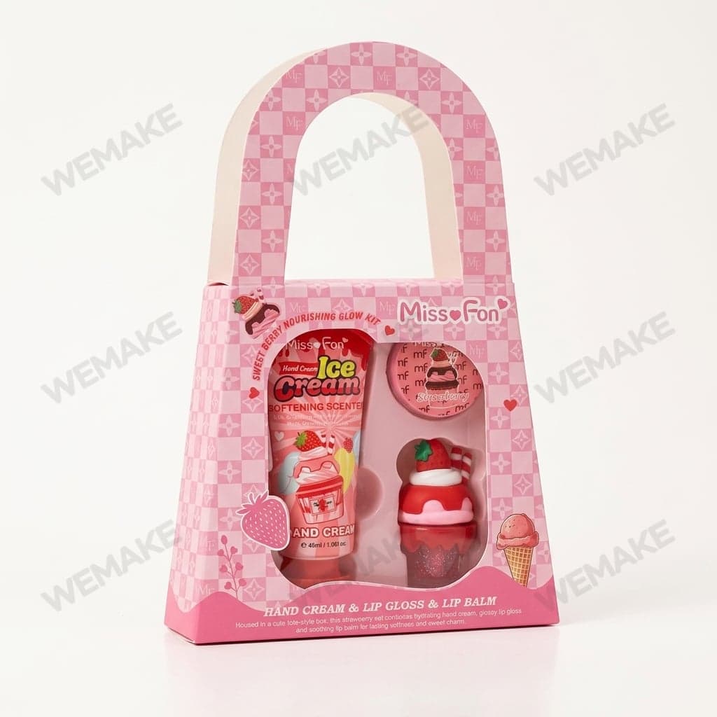 Kit Creme para Mãos, Gloss e Bálsamo Labial com 3 Peças TZ004